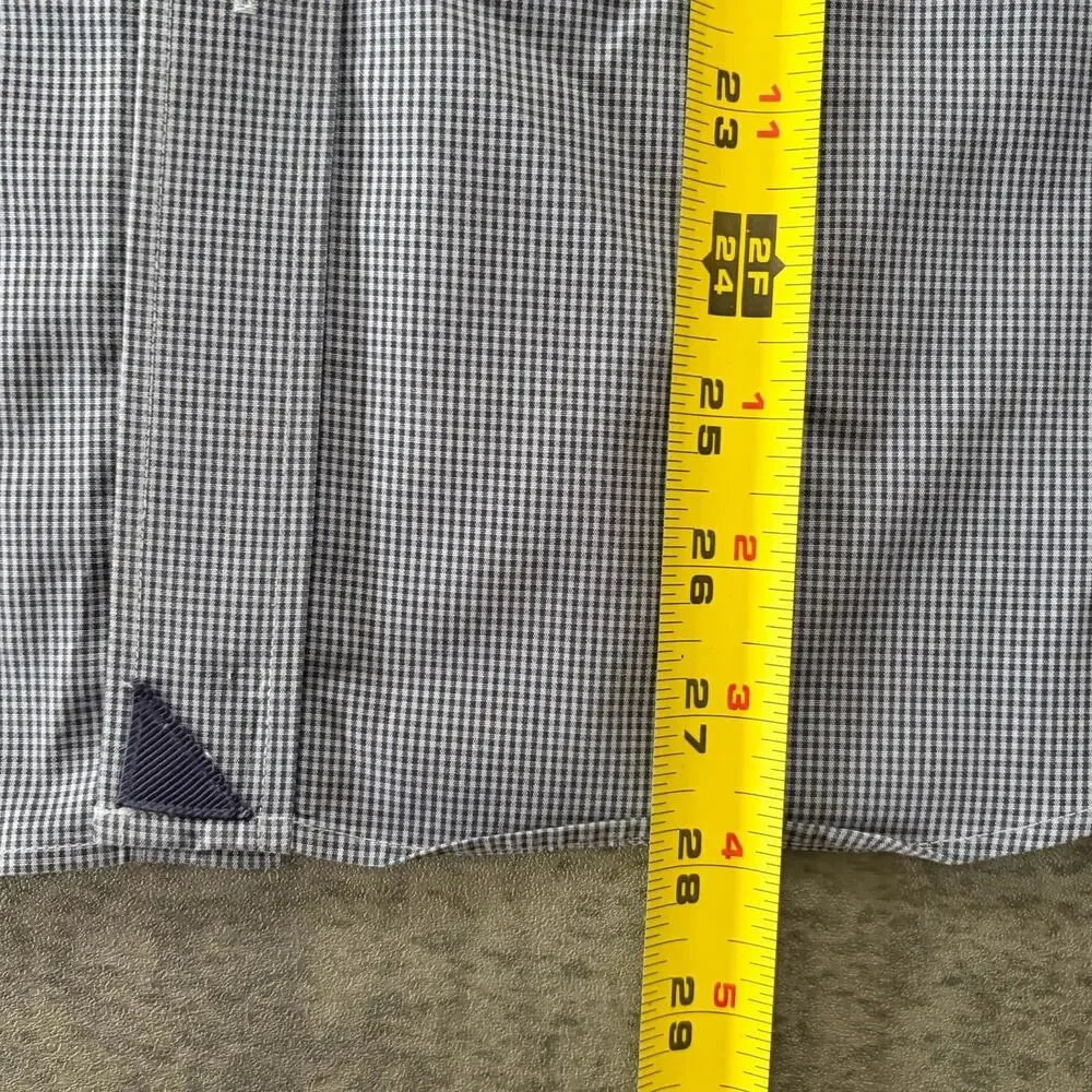 UNTUCKit Mens Large Blue White Gingham Wrinkle Free Button Down Shirt